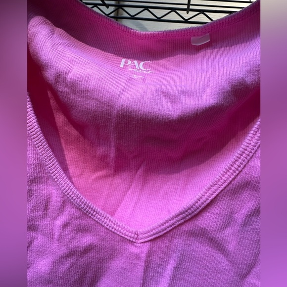 PACSUN Vivid Pink Ribbed Crop Top Cuffed Sleeve Women’s Size Small - Picture 4 of 5